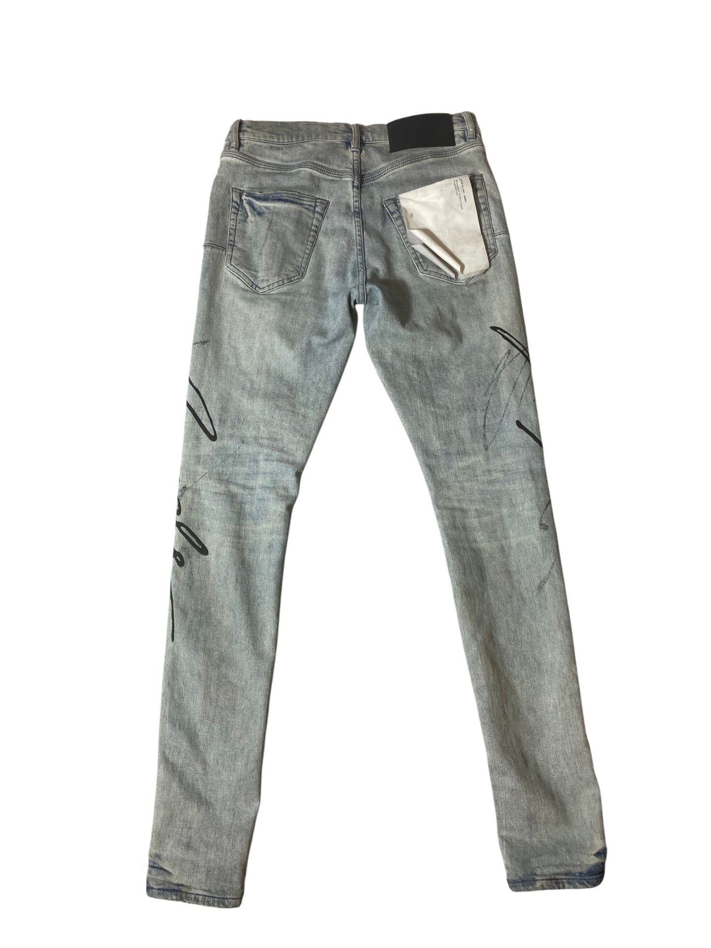 Purple Jeans Skinny Grey with Black Stitch