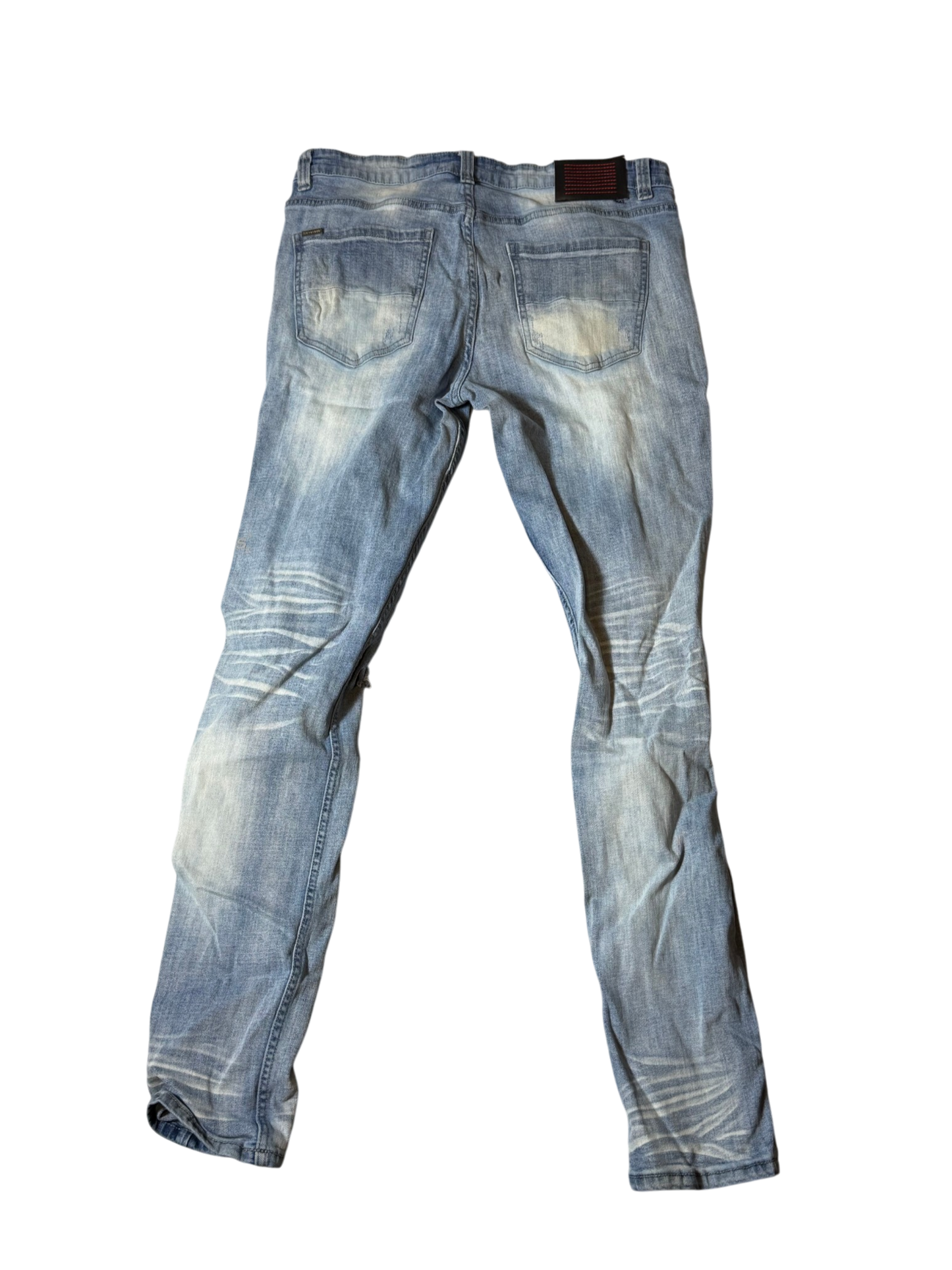 Serenede Heavy Distressed Light Wash Denim Jeans