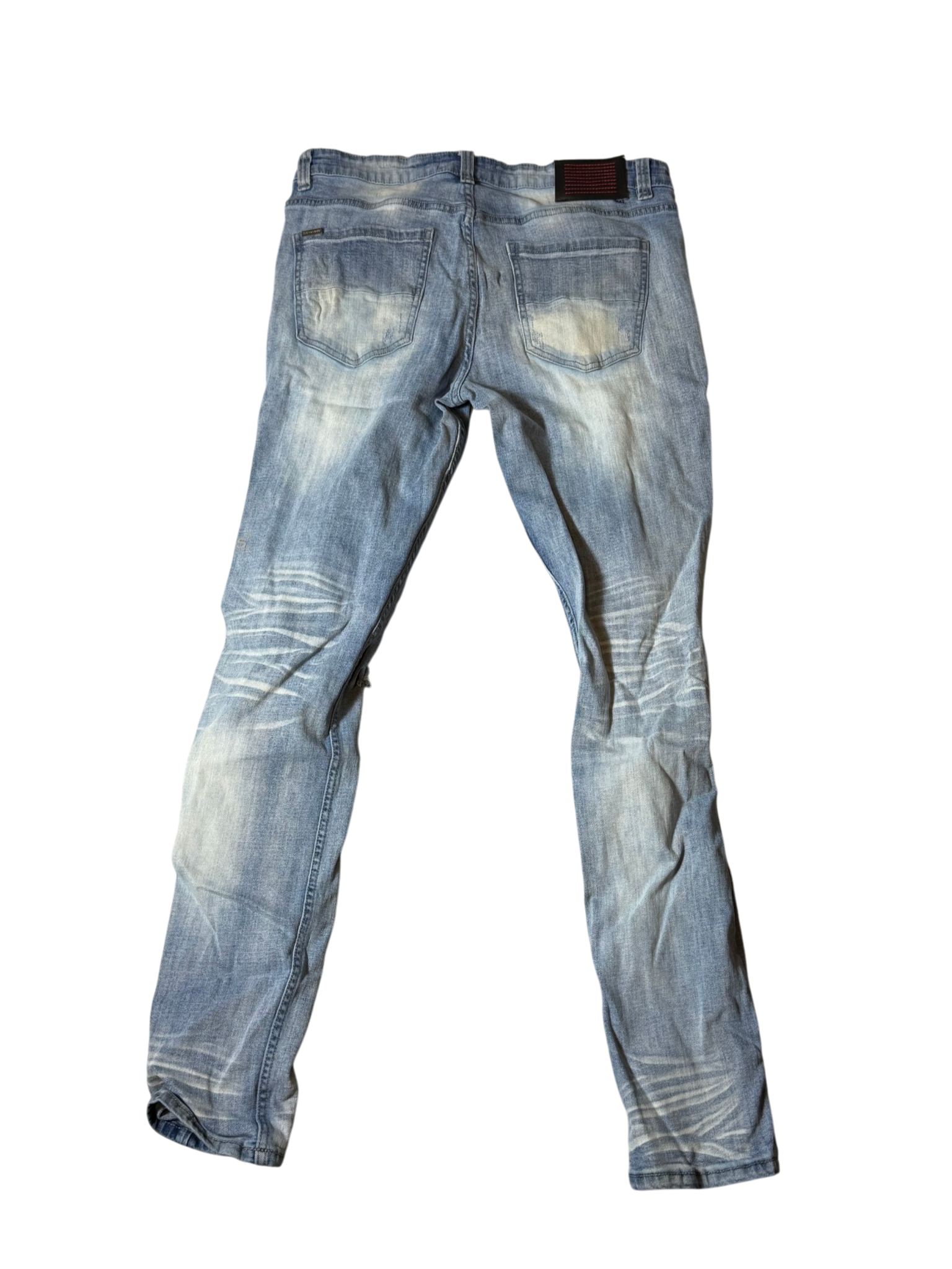 Serenede Heavy Distressed Light Wash Denim Jeans