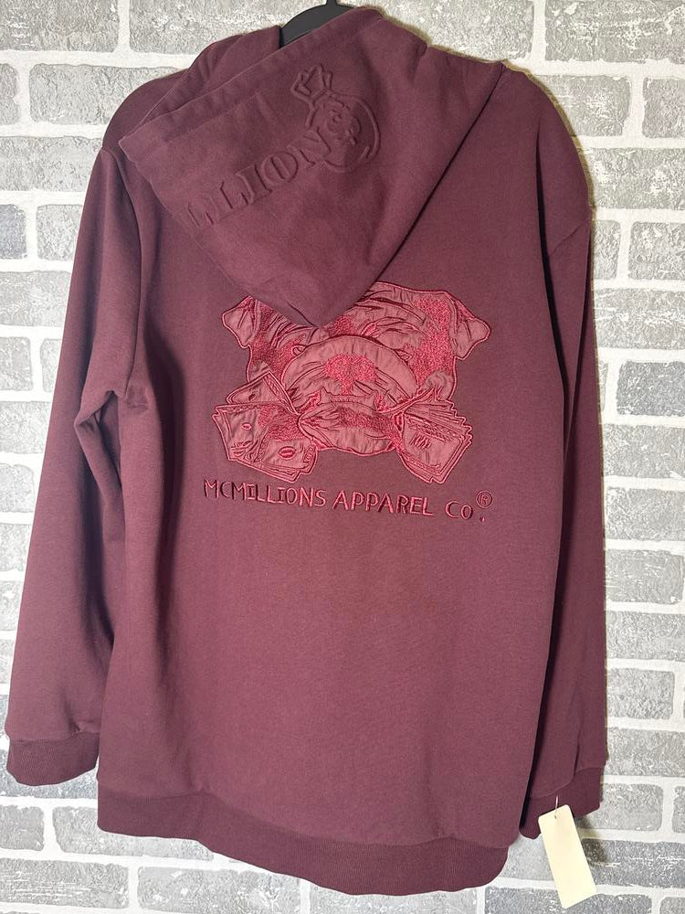 McMillions Embossed Hoodie Burgandy