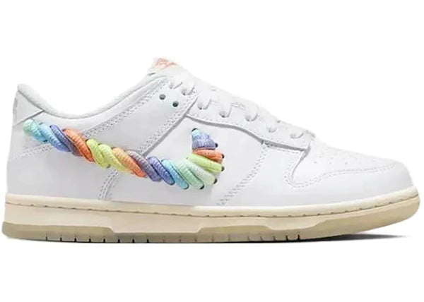 Nike Dunk Low SE Rainbow Lace Swoosh White (GS)