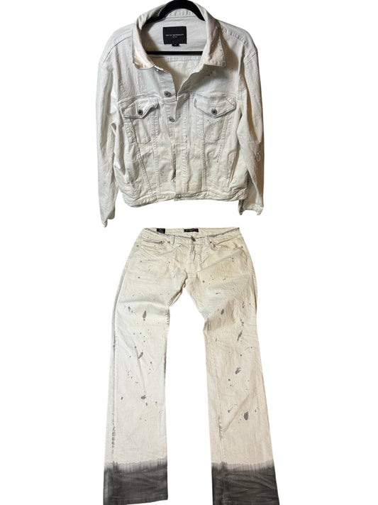 Cult of individuality white denim set (36x34 jeans)