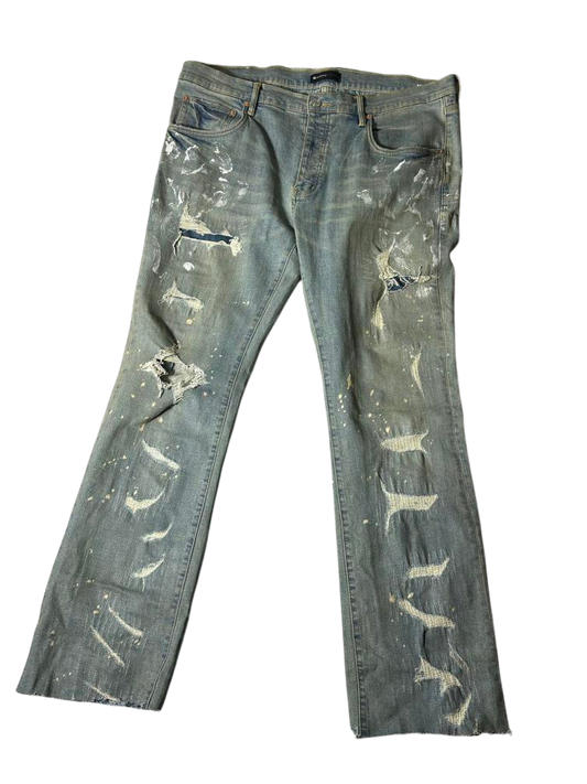 Purple Jeans White Paint Splash