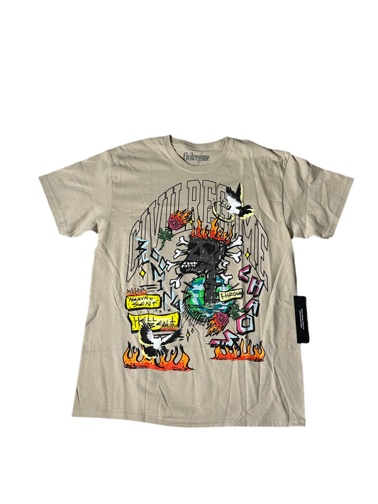 Civilregime Skull Fire T Shirt Brown