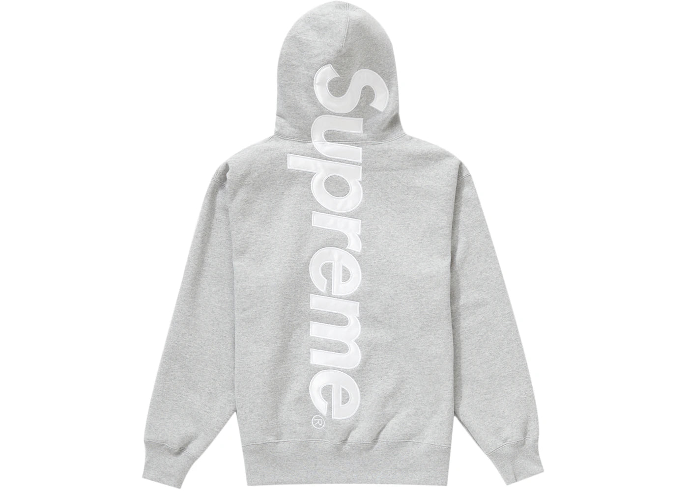 Supreme Satin Appliqué Hooded Sweatshirt Heather Grey