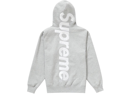 Supreme Satin Appliqué Hooded Sweatshirt Heather Grey