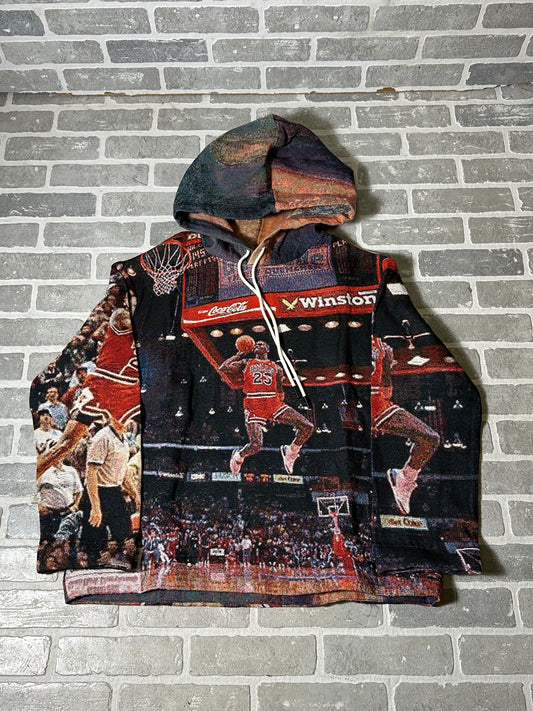 Iconic Jordan Dunk Tapestry Hoodie Black/Red