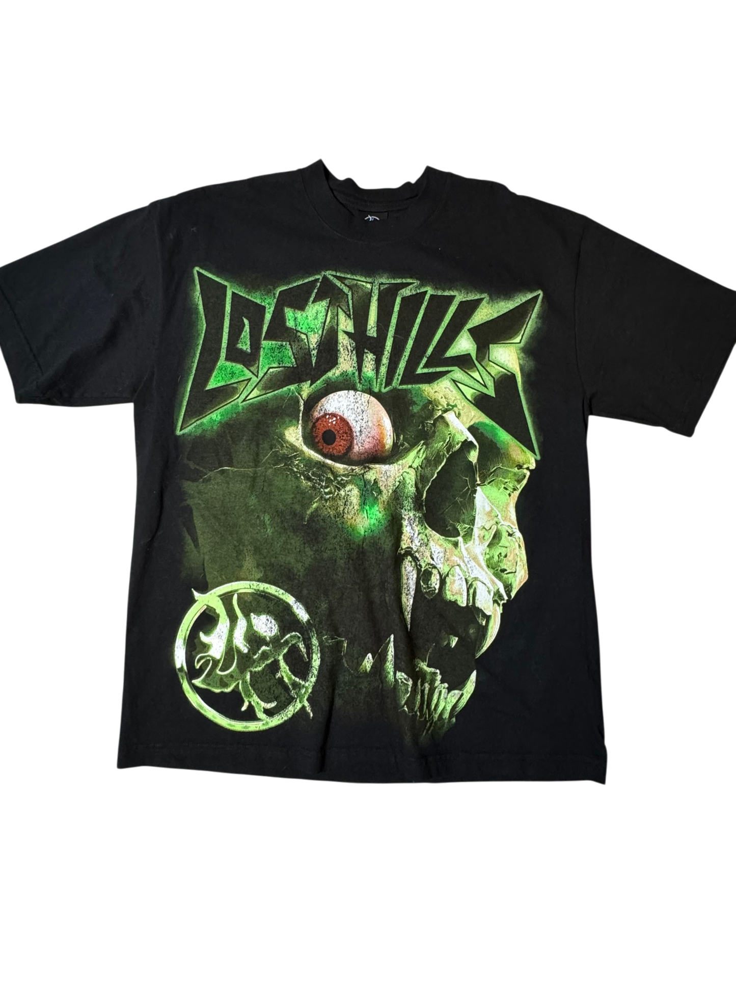 Lost Hills Graphic T-Shirt Black Neon Green Skull Eyeball