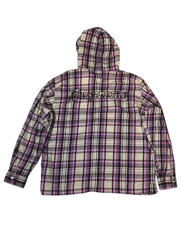 Supreme Printed Hooded Flannel Shirt Pink