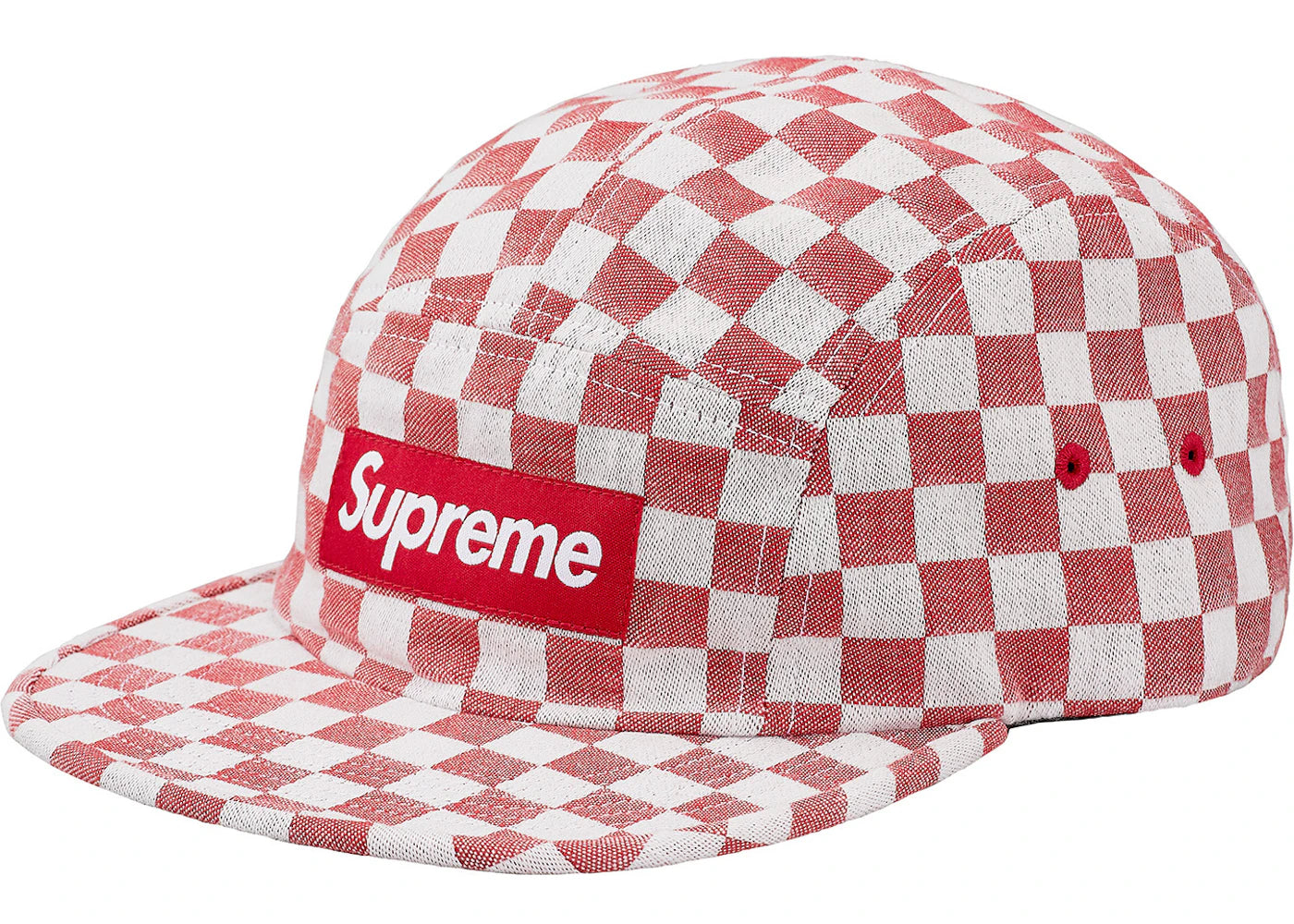 Supreme Checkerboard Camp Cap Red