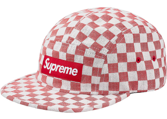 Supreme Checkerboard Camp Cap Red