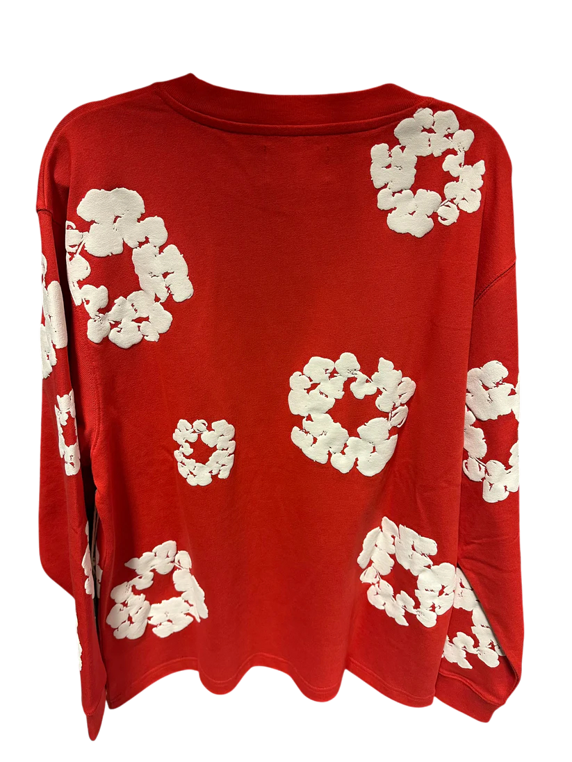 Denim Tears Long Sleeve Cotton Wreath T-shirt Red