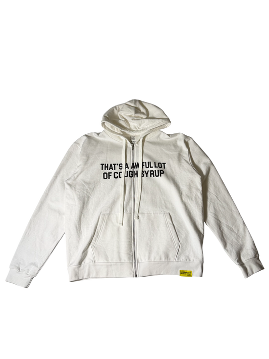 Awful Lot Of Cough Syrup Zip Up Hoodie White