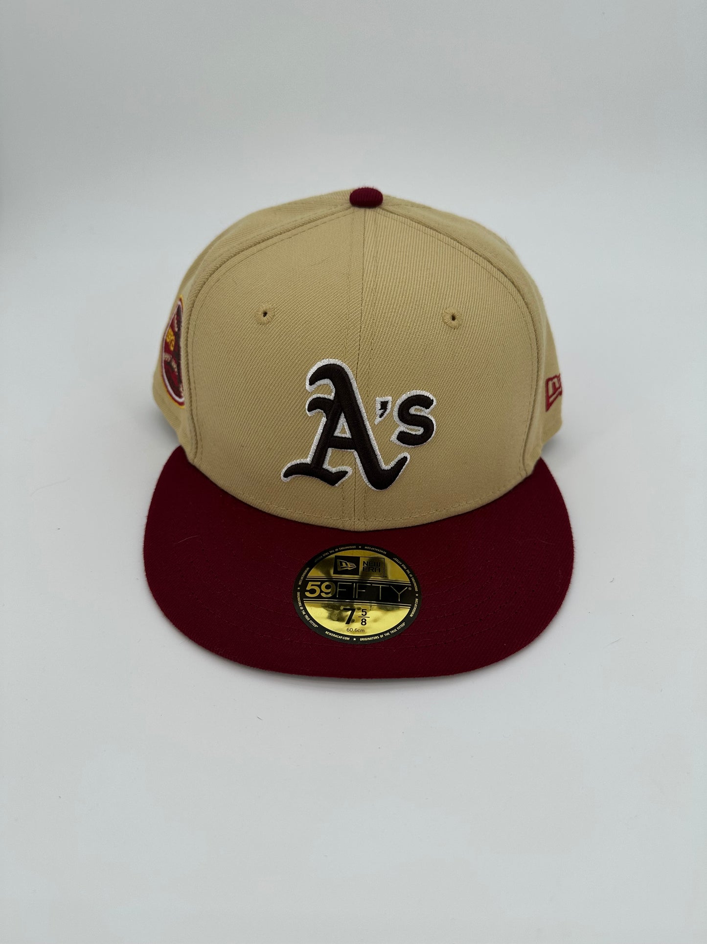 New Era Oakland A's Brown/Tan Red Brim Fitted