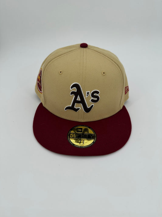 New Era Oakland A's Brown/Tan Red Brim Fitted