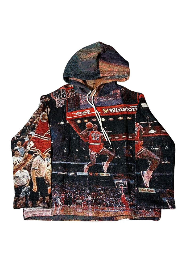 Iconic Jordan Dunk Tapestry Hoodie Black/Red