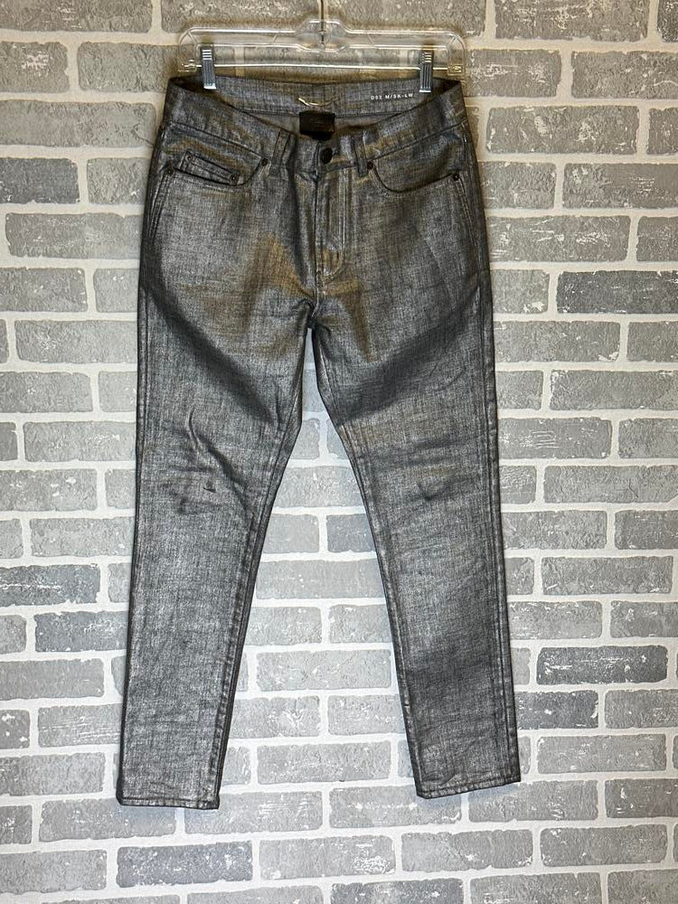 Saint Laurent Straight Leg Jeans Shiny Grey