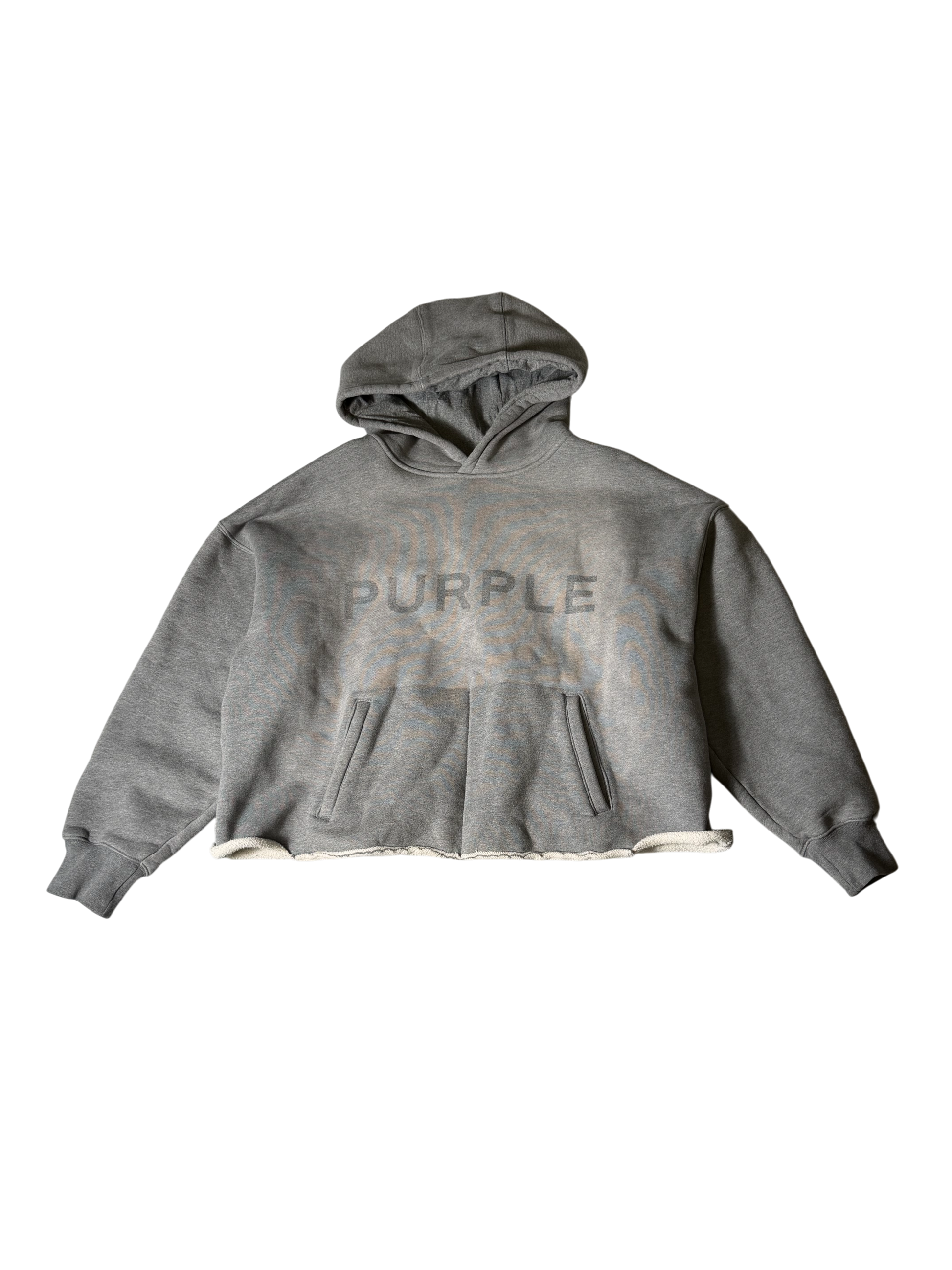 Purple Brand Grey Hoodie Cropped