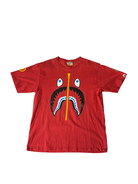 Bape Shark Zip T Shirt Red