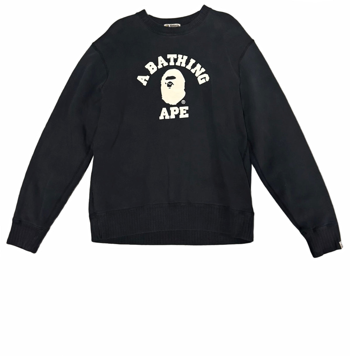 BAPE College Waffle Crewneck Sweater Navy
