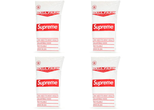 Supreme Ballpark Rain Poncho 2x Lot SS20 Season Gift White/Red