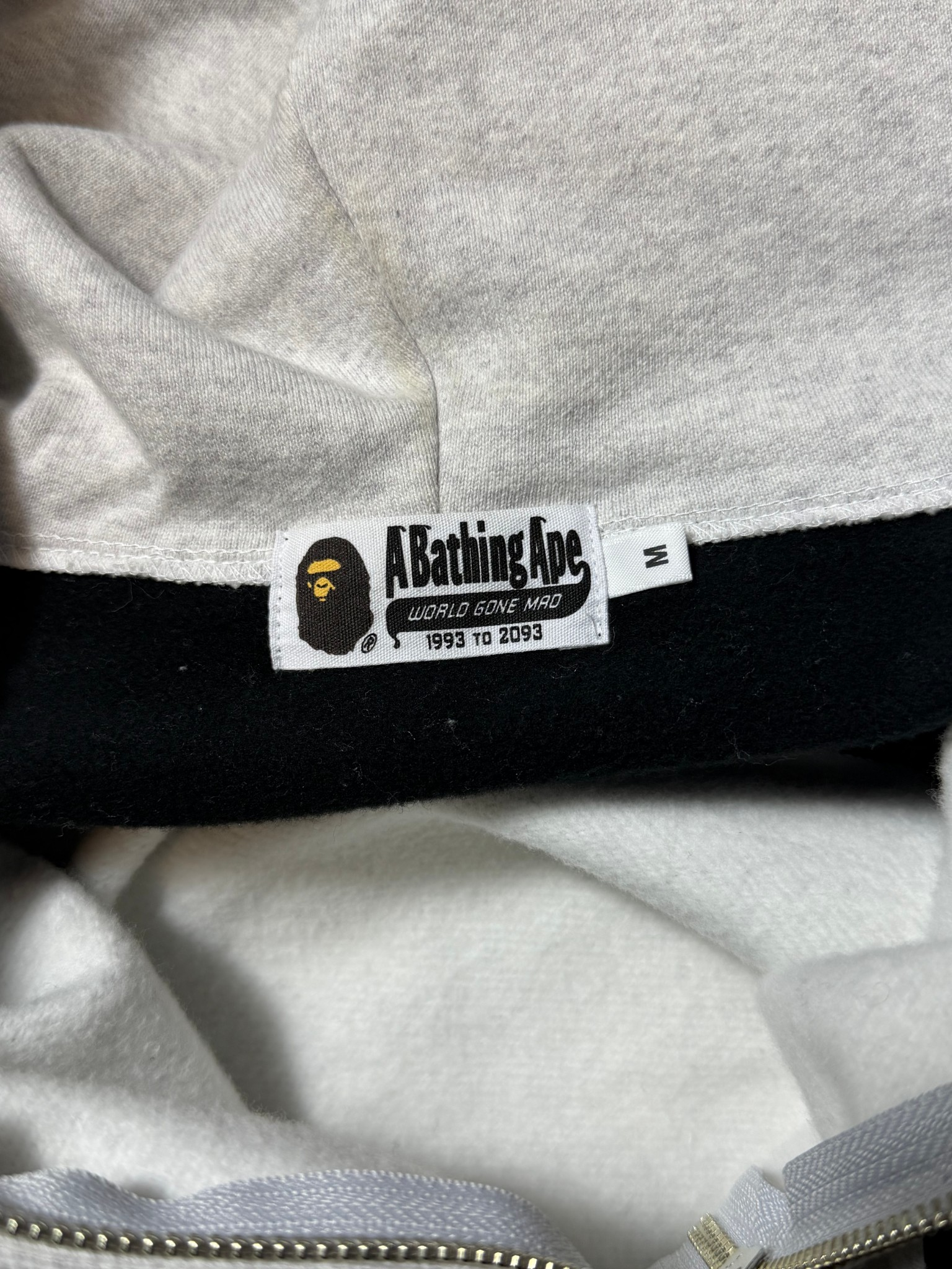 BAPE Football Relaxed Fit Full Zip Hoodie Grey
