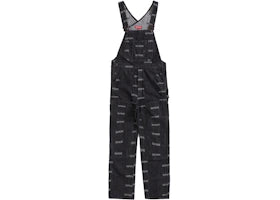 Supreme Logo Denim Overalls Black