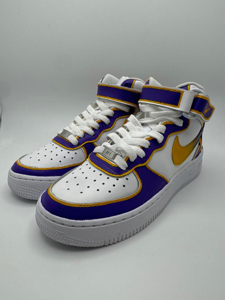 Nike Air Force 1 Mid LE Triple White (GS)Vikings Custom