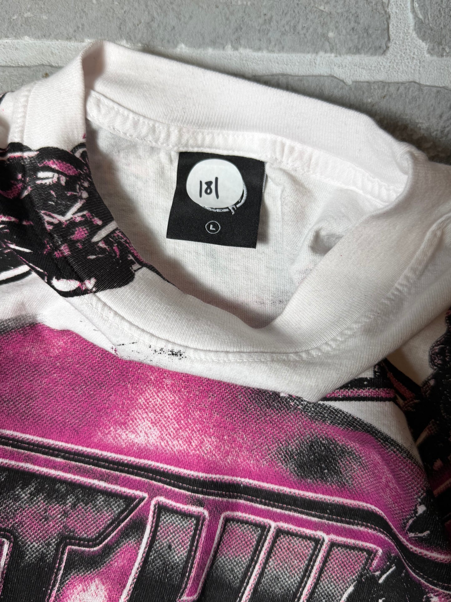 Lost Hills Ed Hardy Men's White & Pink Graphic Tee