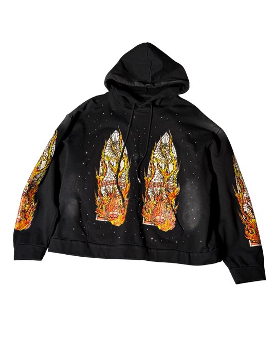 Who Decides War Black Hoodie W/ Rhinestones