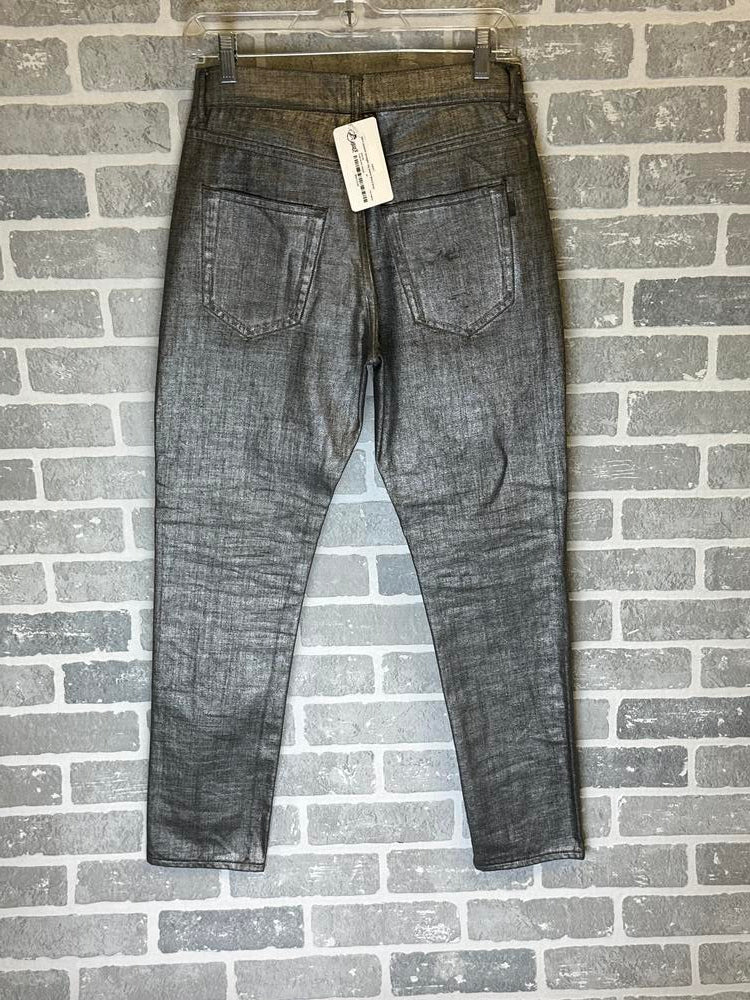 Saint Laurent Straight Leg Jeans Shiny Grey