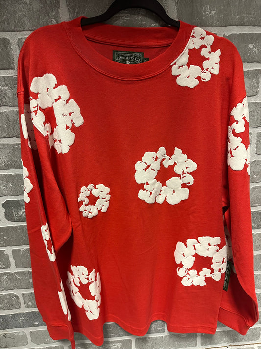 Denim Tears Long Sleeve Cotton Wreath T-shirt Red