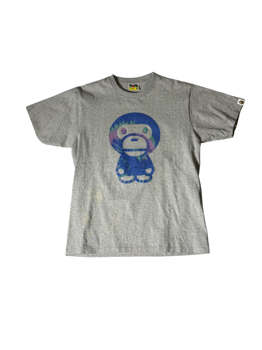 Bape Mile Tye Dye T Shirt Grey