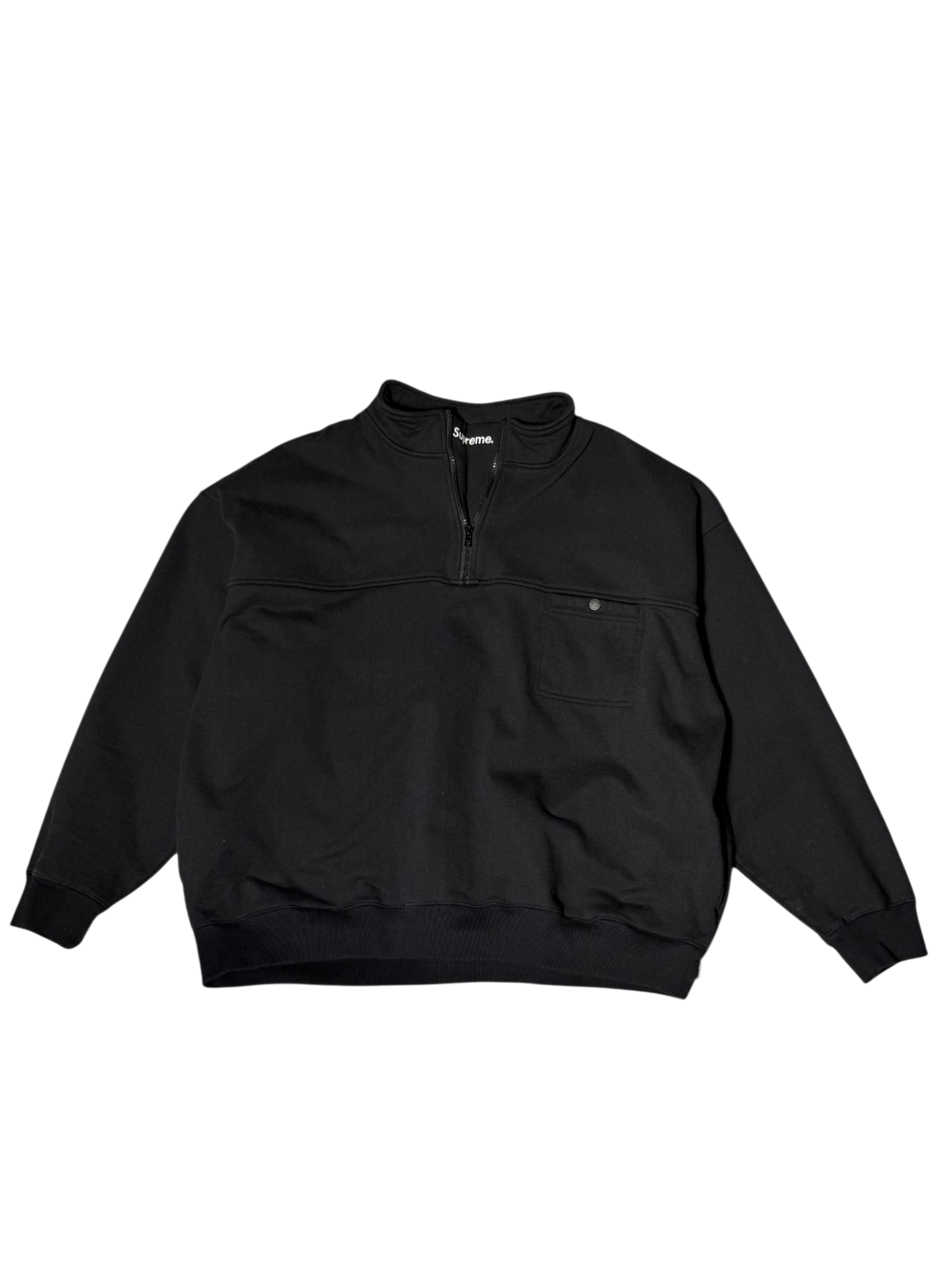 Supreme Washed Half Zip Pullover Black